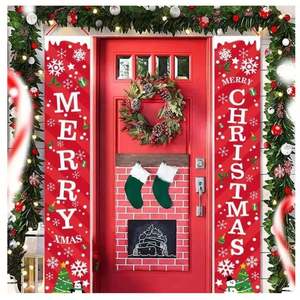 Letrero Navideño para Colgar en la Pared 2026, 100% Poliéster, Pancarta para Puerta de Halloween y Navidad con Diseño Personalizado - Product Image 1