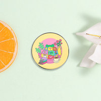 Spedizione Diretta di Badge Rotondi Personalizzati Stampati, Spille Personalizzate con Cartoni Animati, Citazioni Ispiratrici, Figure di Animali e Piante