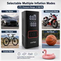 Compresseur d'air numérique portable sans fil haute précision 160 PSI avec lampe de secours et batterie externe pour voiture