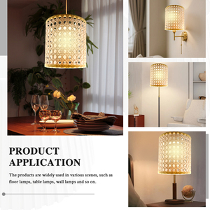 OEM &amp; ODM Customizable Minimalist Modern <strong>Rattan</strong> Lampshade Fabric <strong>Shades</strong> Weave Light Covers for Pendant <strong>Lamp</strong> Decorate - Product Image 5