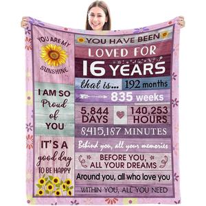 Couverture en flanelle avec citations d'anniversaire, couverture de sieste légère et respirante pour la chaleur hivernale, impression personnalisée - Product Image 5