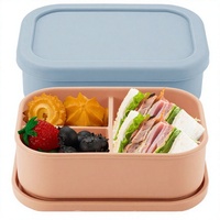 Boîte à bento en silicone de 1300 ml réutilisable, contenant à lunch à 3 compartiments, pour adultes, compatible micro-ondes, lave-vaisselle et congélateur