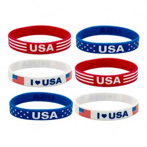 Bracelet en silicone États-Unis, drapeau américain rouge bleu blanc, bracelet en caoutchouc silicone, bracelet de poignet - Product Image 6