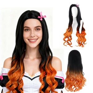 Parrucca <span class=keywords><strong>Cosplay</strong></span> Ainizi Demon Slayer Kimetsu No <span class=keywords><strong>Yaiba</strong></span> Serie Kamado Nezuko, Lunga, Ondulata, Resistente al Calore, Anti-sbiadimento - Product Image 1