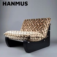Fauteuil de loisirs en bois massif et tissu jacquard, style rétro Bauhaus du milieu du siècle, mobilier d'intérieur nordique