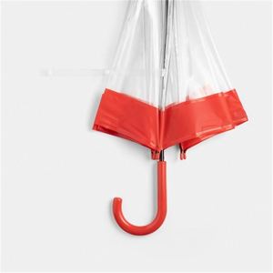Parapluie manuel transparent de 23 pouces, 8 baleines, forme dôme, avec bordure de 8 cm et embouts de poignée de couleur assortie - Product Image 3