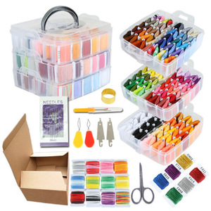 Cross Stitch Embroidery Thread <b>Set</b> 192 Colors 3 Layer Box With Needles Scissors Storage Case For Hand <b>Sewing</b> Crafts - Product Image 1
