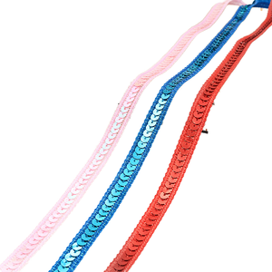 Encaje Elástico Personalizado de 1.2cm con Lentejuelas y Diseño Paisley, Ecológico, de Mezcla de Poliéster, en Colores de Moda, para Zapatos, Bolsos y Disfraces - Product Image 1