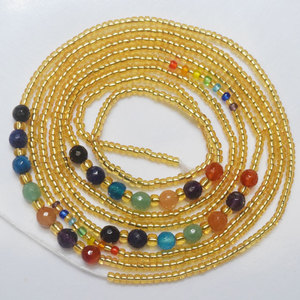 Femmes été africain coton chaîne cravate sur africain grande taille avec 7 chakras pierre cristal taille perles ventre chaîne corps bijoux - Product Image 1