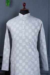 Vêtements décontractés pour fête de mariage Kurta simple et traditionnelle en pur coton pour hommes avec pyjama Fournisseur de meilleure qualité au prix de gros - Product Image 6