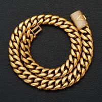 Collier chaîne cubaine en acier inoxydable pour homme OEM ODM LEPAI 14MM avec fermoir à clapet 26 lettres – Bijou tendance