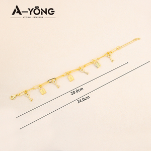 Dubai Fashion <b>Bracelet</b> 21k <b>Gold</b> Plated Elegant Lock Design Hand Chain European American Woman Party Jewelry Gifts - Product Image 5