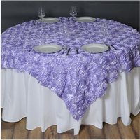 Maßgefertigte Satin 3D-Rosetten-Tischdecke für Hochzeiten, Partys und Zuhause