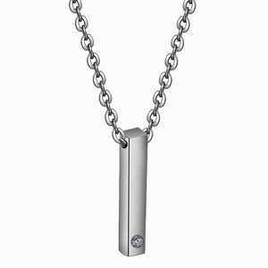 Pendentif en acier inoxydable avec sertissage de diamants, design géométrique, collier unisexe pour usage quotidien, surface lisse 3331 mm - Product Image 2