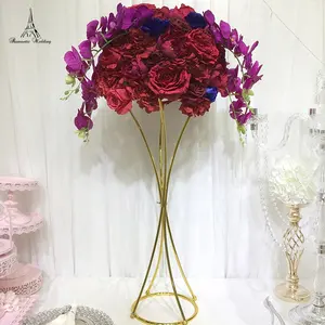 Soporte de flores de Metal dorado, decoración de boda, centro de mesa para piezas centrales, mesa de boda