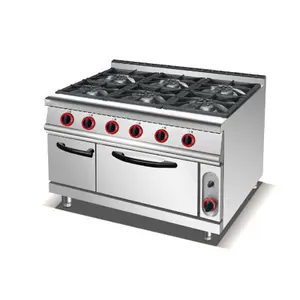 Restaurant And Hotel Kitchen Equipment Stainless Steel Gas Stove gas 6 Burner Range With Electric Oven