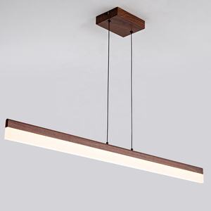 SKD Sunsir noir noyer couleur linéaire suspension moderne grain de bois métal plafond suspension lampe minimaliste LED suspension - Product Image 1