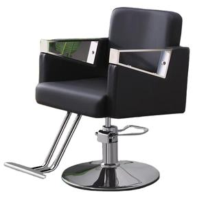 Chaise de barbier professionnelle en cuir noir, durable, réglable, hydraulique, avec accoudoirs chromés, rotation à 360 degrés - Product Image 4
