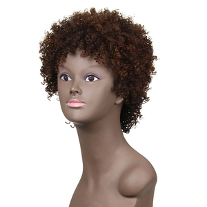 Joedir-pelucas de cabello humano para mujeres negras, <span class=keywords><strong>pelo</strong></span> Remy corto brasileño, Afro, <span class=keywords><strong>rizado</strong></span>, hecho a máquina - Product Image 5