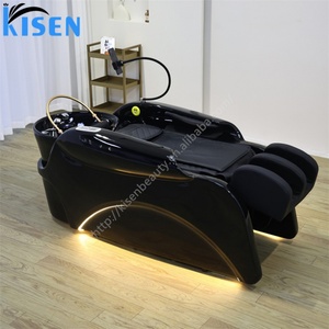 Kisen 2025 Fashion Shampoo Massage Bed Electric Head Spa Chair <b>White</b> Black Salon <b>Table</b> with Phone Holder - Product Image 4