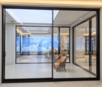 Puerta Corredera de Vidrio con Marco de Aluminio Resistente, Puerta de Entrada para Villa con Aislamiento Térmico y Eficiencia Energética