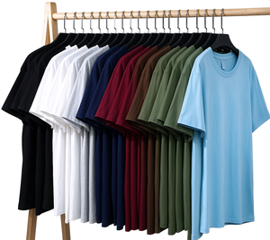 T-shirt unisexe en coton à col rond, couleur unie, manches courtes, coupe classique, jersey décontracté, 220g, respirant, toutes saisons - Product Image 2
