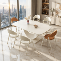 Ensemble de table à manger ronde en acier moderne de luxe avec 6 chaises pour la maison