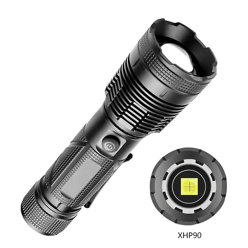 XHP90 High Quality Led Flashlight Zoomable Torch Usb Rechargeable 18650 or 26650 Battery Powerbank 5000mAh Lantern