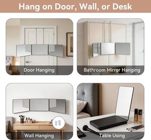 Espejo Cosmético HD Plegable de Tres Lados con Luz, Recargable por USB, con Gancho Extensible para Colgar - Product Image 5