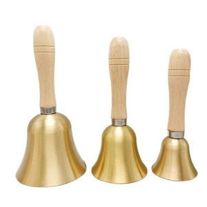 Wholesale Multiple Sizes Brass Hand Bell Wood Handle Service Call Bells Meditation Prayer Altar Handbell For School Supplies - Product Image 1