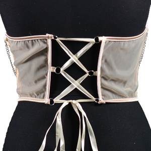 French Vintage Breathable Mesh <b>Corset</b> Waist Cincher 12 Steel <b>Boned</b> Underbust Body Shaper for Women Transparent Bustier - Product Image 4
