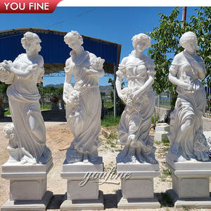 YOUFINE Paysage Design De Luxe Haute Qualité Classique Sculpture De Jardin Sculpté À La Main En <span class=keywords><strong>Marbre</strong></span> Blanc Quatre Saisons Dame Statue - Product Image 5