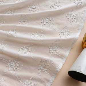 Tessuto di puro cotone, ricamo a filo tridimensionale bianco, vestito, camicia, abbigliamento, tovaglia, tessuto decorativo fatto a mano - Product Image 2