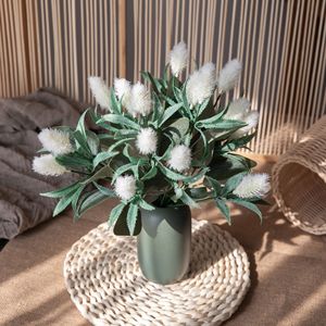Bouquet de fleurs artificielles CallaFloral Queue de Lapin, en plastique blanc, pour décoration intérieure, mariage et artisanat - Product Image 1