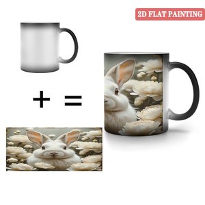 Mug à boire en céramique 11oz Noir givré Tasse changeante de couleur sensible à la chaleur Utilisation en pique-nique en plein air - Product Image 4