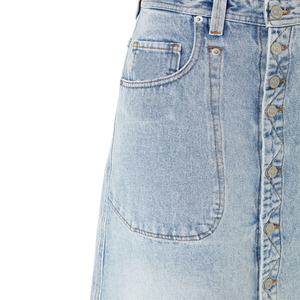 กระโปรงยีนส์ทรงเอเอวสูงสีฟ้าอ่อนติดกระดุมเต็มตัวสำหรับผู้หญิง ผลิตตามสั่งจากโรงงานจีน ขายส่ง เหมาะสำหรับใส่ทำงานหรือเป็นชุดลำลองสำหรับสาวๆ - Product Image 6