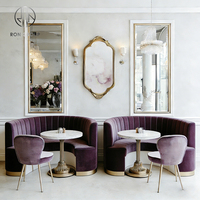 Ensemble table et chaises rondes en marbre pour café-restaurant, mobilier de banquette et de coin d'assise pour café