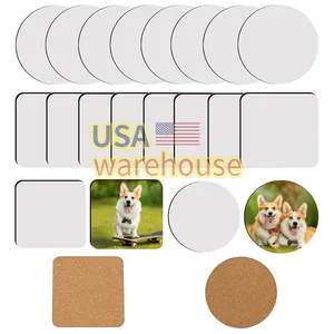 Sublimation Coasters Blanks With Cork Back MDF Cork USA WAREHOUSE Wooden Customized Coaster For Drink Square Round Blank Coaster
