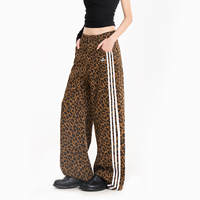 Nouveauté Pantalon large décontracté à imprimé léopard Pantalon large décontracté sportif Taille mi-haute personnalisé