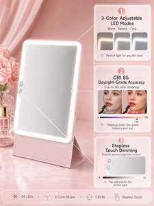 <span class=keywords><strong>กระจก</strong></span>แต่งหน้าพกพาแบบพับได้ ดีไซน์บางเฉียบ พร้อมไฟ LED ชนิด Type C ให้แสงสีสมจริงสูง ชาร์จไฟได้ เหมาะสำหรับการเดินทาง - Product Image 5