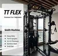 TT FLEX Premium Machine Smith 3-en-1 réglable - Équipement de musculation pour usage domestique avec structure en acier et pile de poids de 70-120 kg