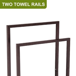 Rangement de salle de bain Buanderie Porte-serviettes sur pied Porte-serviettes en métal à 2 niveaux Porte-serviettes en métal - Product Image 4