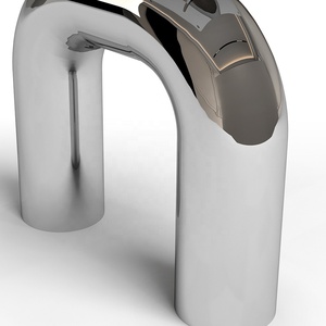 Cặp bàn ăn cạnh hiện đại bằng thép không gỉ hình ống và mặt bàn bằng gỗ/đá cẩm thạch/gốm màu đen - Product Image 4