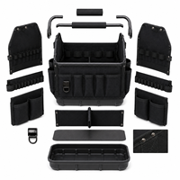 Sac à outils portable BONITA, robuste, à ouverture supérieure, pour électriciens, avec poignée en métal, base moulée, 12+ compartiments, outils professionnels