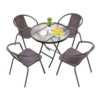 Meubles de jardin en rotin PE Chaise empilable d'extérieur Bistro Table pliante et ensemble de chaises