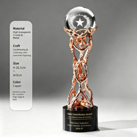 Trophée JINZUN en métal plaqué or avec boule de cristal, best-seller, logo personnalisé gravé, 26,5 cm, trophée de championnat d'entreprise