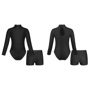 Costume de danse lyrique pour filles de 3 à 12 ans, justaucorps de danse latine avec short, gymnastique, exercice sportif, spectacle sur scène - Product Image 1