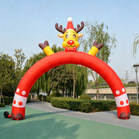 Arche gonflable géante Longgang en forme de renne de Noël, avec canne à sucre et cadeau, résistante à l'eau, pour entrée d'événements festifs en extérieur