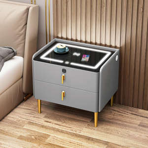 Chevets modernes intelligents avec coffre-fort, station de recharge sans fil, table de chevet pour la <span class=keywords><strong>chambre</strong></span> à coucher, fournitures de meubles. - Product Image 3