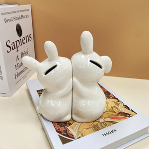 Clip de livre de décoration de chambre modèle lapin pâques lapin décoration de dessin animé serre-livres en céramique tirelire multifonction - Product Image 3
